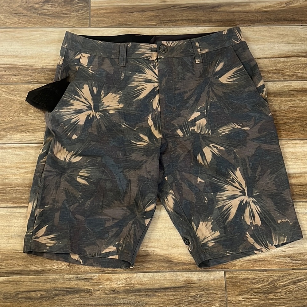 Volcom black patterned swim shorts